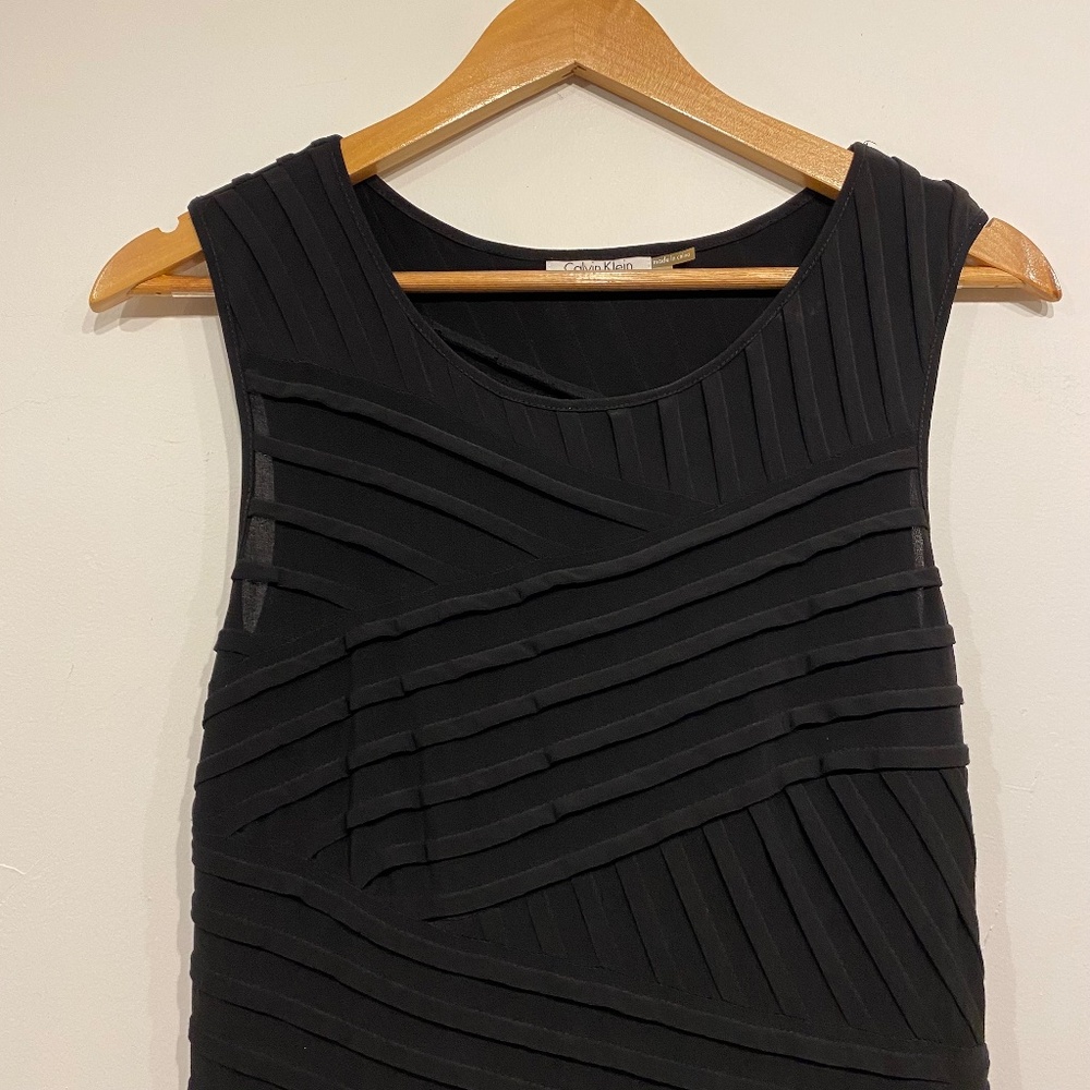 Calvin Klein Black Pleated Pencil Dress - Picture 3 of 6